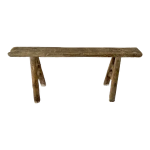 Rustic Elm Wood Skinny Bench