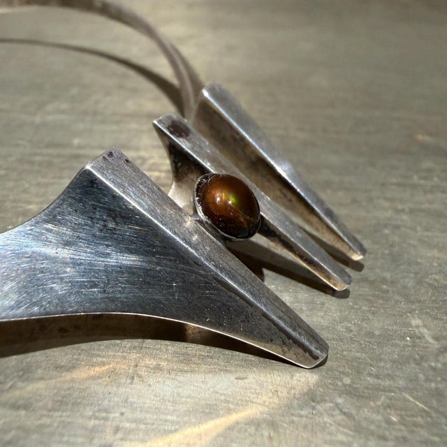 Vintage Mexican Modernist Sterling Silver Collar Necklace For Sale - Image 13 of 14
