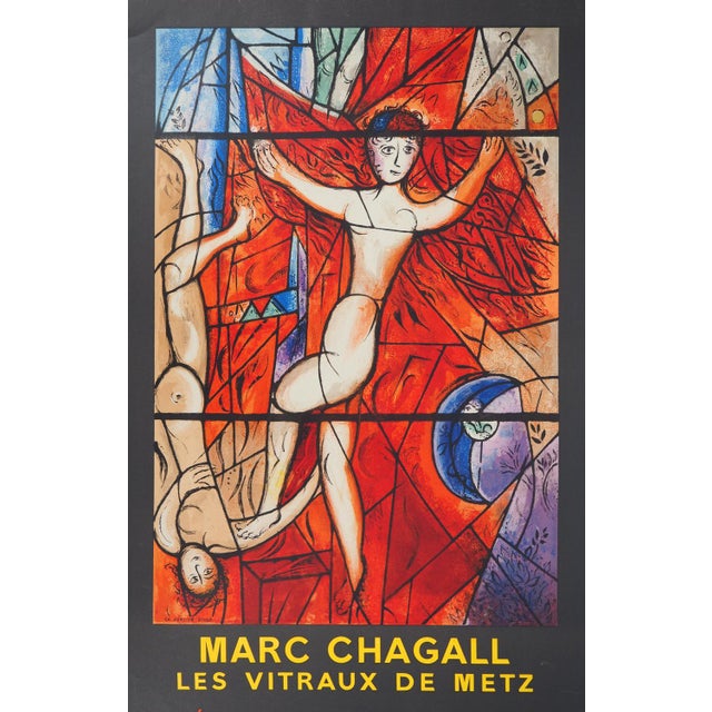 Marc chagall (1887-1985) stained glass windows of metz, jacob's dream, 1964 lithograph poster (mourlot workshop) engraved...
