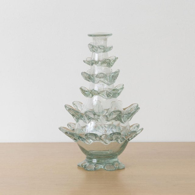 Glass 1930s Spanish Scalloped Glass Bud Vase For Sale - Image 7 of 9