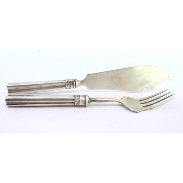 Embossed Silver Cheese Knife and Fork, Set of 2 For Sale - Image 4 of 5