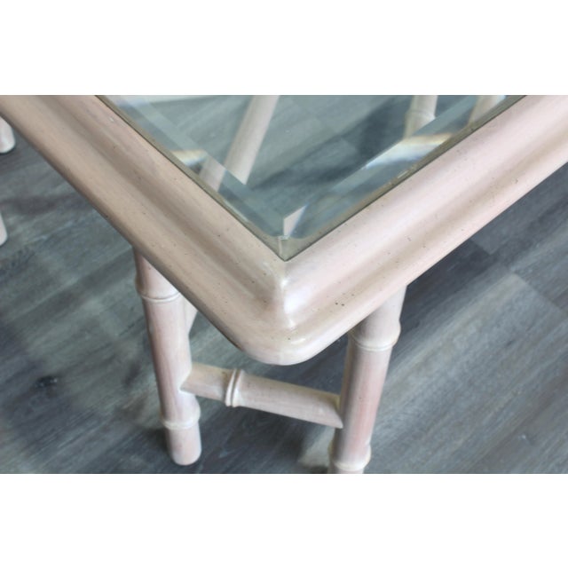 Glass Vintage Faux Bamboo Coffee Table With Glass Top For Sale - Image 7 of 10
