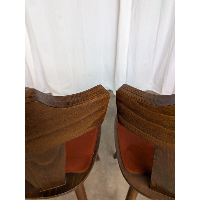 Vintage Tyrolean Dining Chairs with Red Fabric Seats, 1970s, Set of 4 For Sale - Image 9 of 18