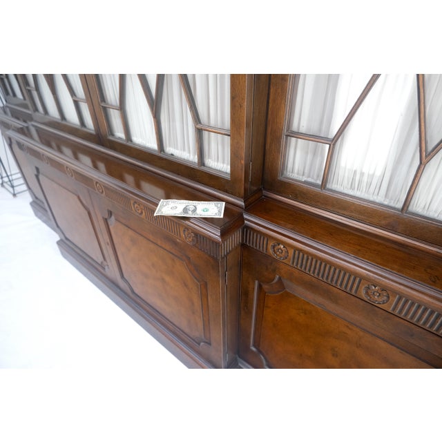 Baker Furniture Company Large 8' Wide Mahogany Two Part individual Glass Panels Breakfront MINT For Sale - Image 4 of 12