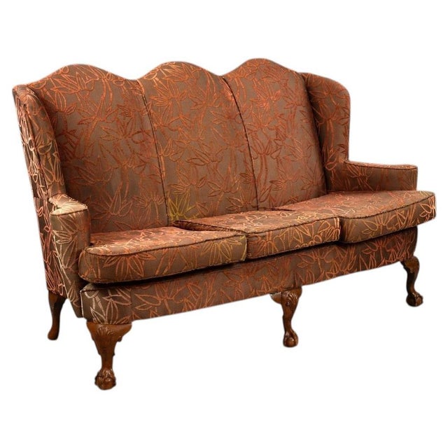 Wood Queen Anne Walnut Three Seat Sofa, 1930 For Sale - Image 7 of 7
