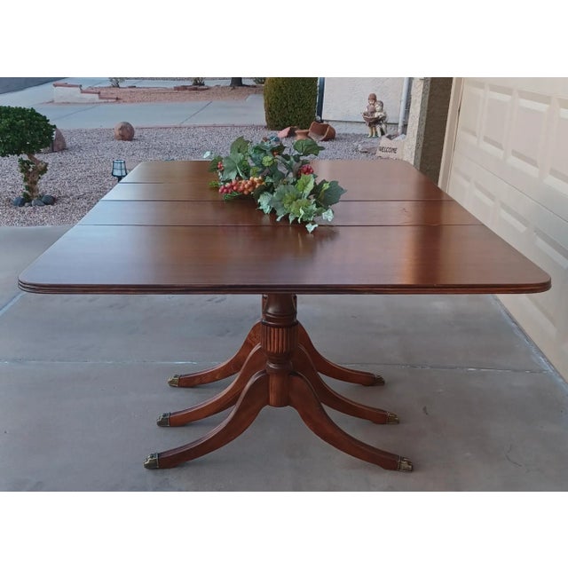 Wood Vintage Duncan Phyfe Style Drop Leaf Table For Sale - Image 7 of 10