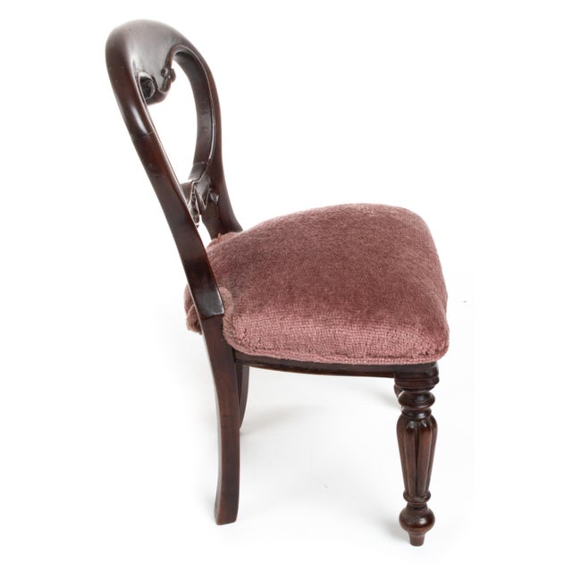 Wood Antique Salesman Sample Victorian Upholstered Ballon-Back Side Chair For Sale - Image 7 of 13