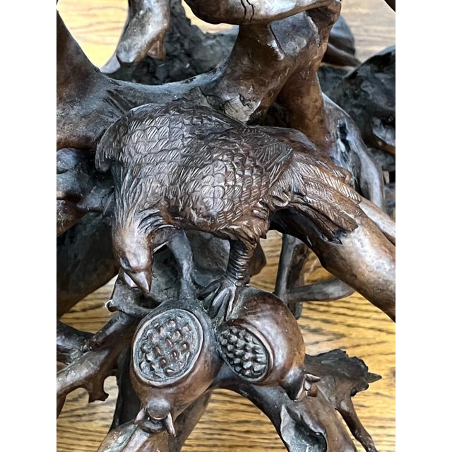 Vintage Tree Root Sculpture With Birds and Monkeys For Sale - Image 9 of 12