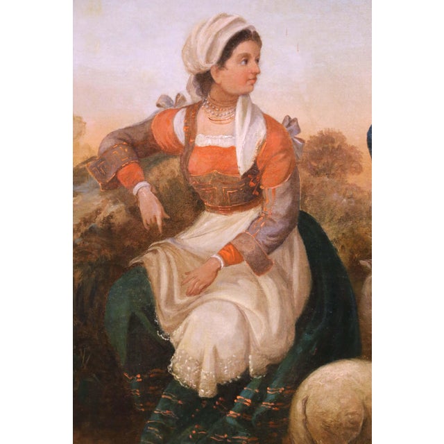 Mid 19th Century 19th Century French Pastoral Oil on Canvas Painting in Carved Gilt Frame For Sale - Image 5 of 11