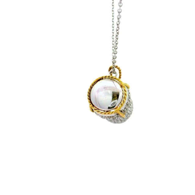 Roberto Coin Diamond Ruby 18k Yellow White Gold Drum Pendant Necklace For Sale - Image 4 of 7