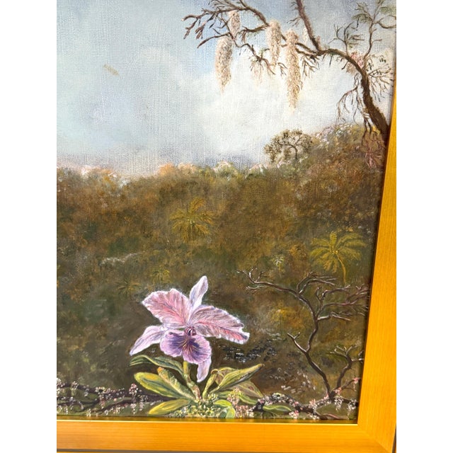 Gold After Martin Johnson Heade: Tropical Orchid, South American Landscape For Sale - Image 8 of 12