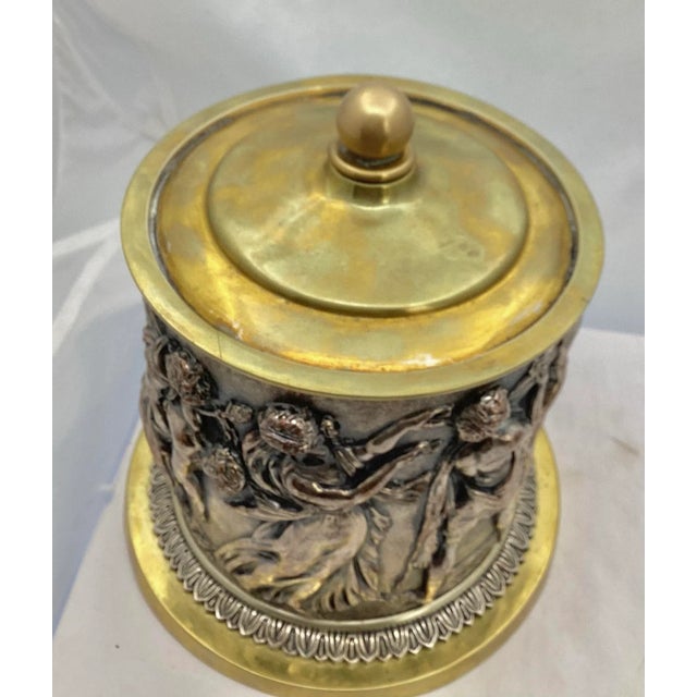 Metal Antique Folly Repousse Bacchanalia Revelry Scene Silver Over Copper Circa 1880 For Sale - Image 7 of 8