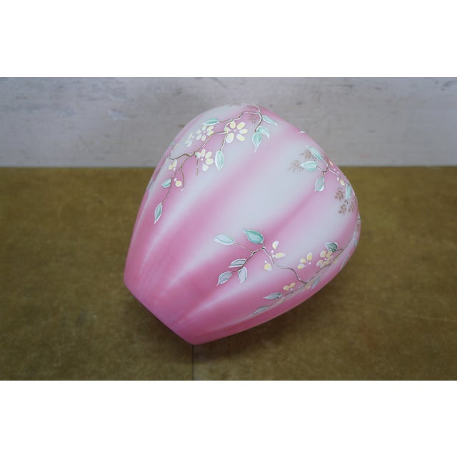 1992 Fenton Rosalene Pink Twining Floral Satin Glass Melon Vase Urn 7" For Sale - Image 12 of 13