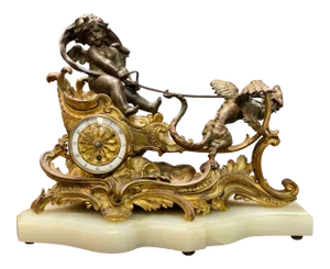 19th Century French Gilt & Patinated Bronze Figural Clock