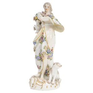 Louis XV 18th Century Meissen Porcelain Sculpture of an Woman
