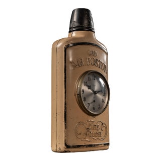 Vintage Old Mr. Boston Advertising Bottle Display W. Gilbert 8-Day Clock For Sale