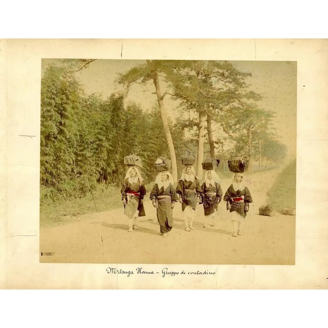 Japanese Country Women - Ancient Hand-Colored Albumen Print 1870/1890 1870/1890 For Sale