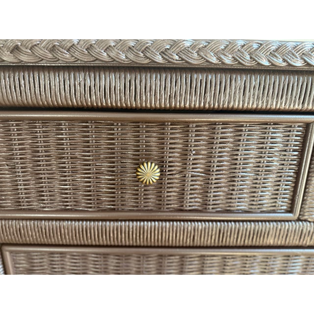 Black Vintage Henry Link Woven Wicker 4-Drawer Dresser in Sherwin-Williams Black Bean For Sale - Image 8 of 8