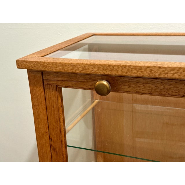Early 20th Century Oak and Glass Floor Display Case, Fold Down Front Glass For Sale In New York - Image 6 of 17