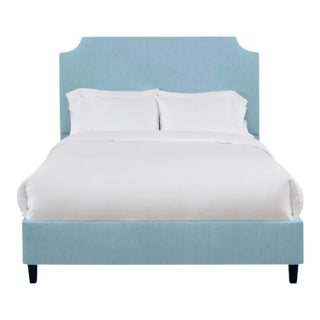 Reagan King Bedframe, Mosaic Blue Linen For Sale
