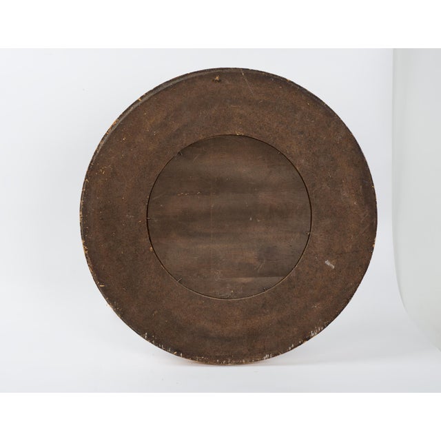 1950s Spanish Painted & Gold Gilt Wood Round Wall Mirror For Sale - Image 10 of 11