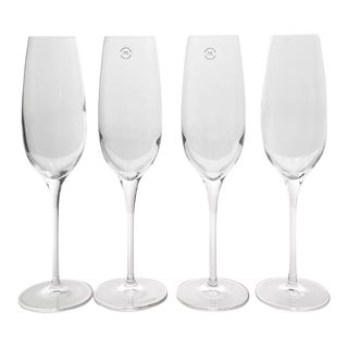 Tiffany & Co “Classic Home” Set of 4 Crystal Fluted Champagne Glasses For Sale