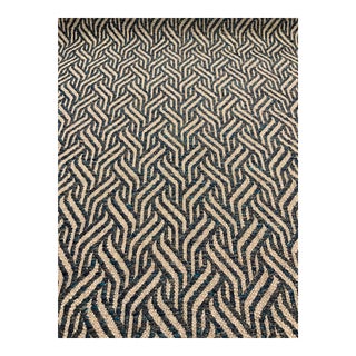 Christopher Farr: Tangle - Indigo Woven Blue and Beige Designer Fabric - 7 Yards For Sale