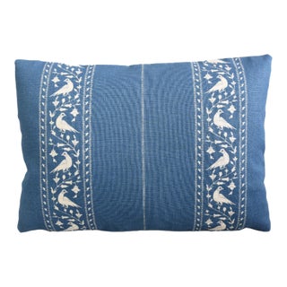 Designer Lisa Fine Indigo Blue Baroda II Feather/Down Pillow For Sale
