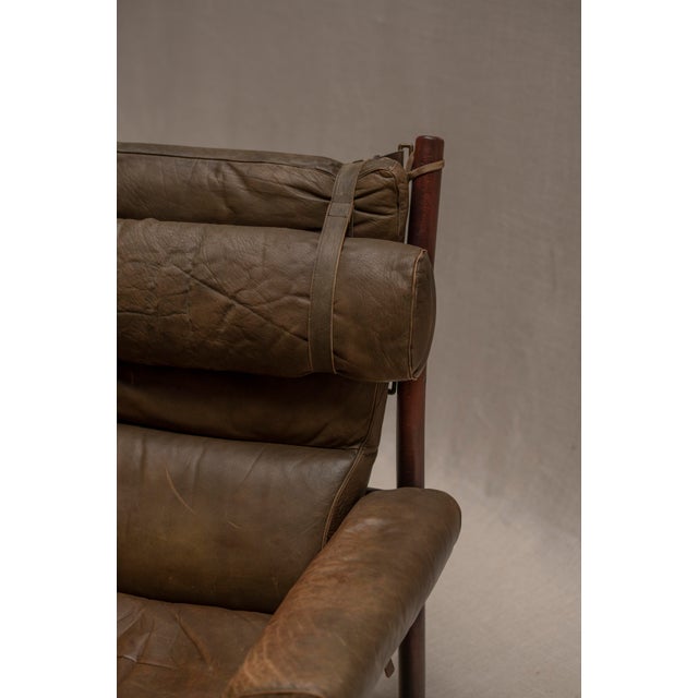 Rare safari easy chair set model ‘Inca’ complete with original ottoman. Designed by Arne Norell -for Norell Möbel AB...