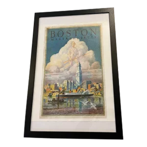Boston Massachusetts Reproduction Vintage Image Print on Canvas