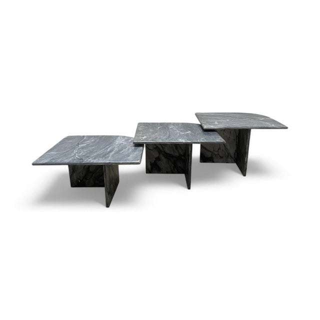 Set of 3 gray marble coffee tables. These versatile tables can be arranged in an infinite number of ways, taking up more...