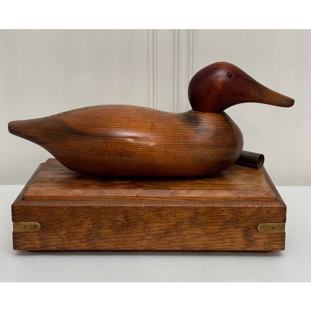 Americana Duck Decoy Solid Wood & Brass Decorative Lidded Box For Sale In Houston - Image 6 of 12