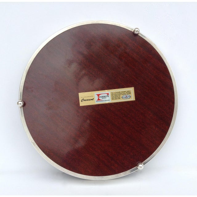 Wood Vintage Silver Plate Reticulated Server Tray w/ Laminate Wood Grain Interior For Sale - Image 7 of 11