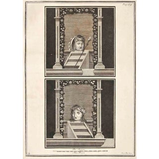 Giuseppe Aloja, Ancient Roman Fresco Herculaneum, Original Etching, 18th Century For Sale