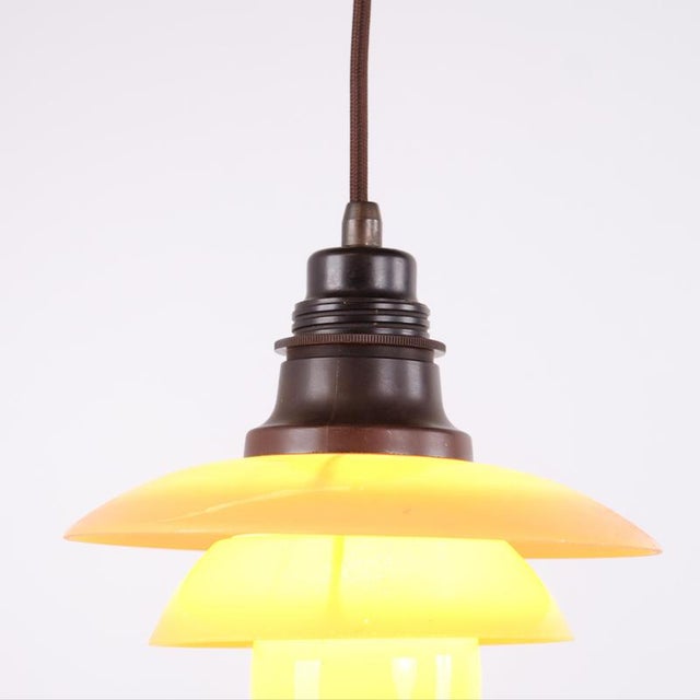 1930s PH 2/2 Pendant with Yellow Painted Shades by Poul Henningsen for Louis Poulsen, 1930s For Sale - Image 5 of 10