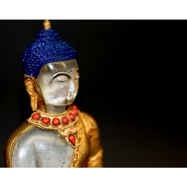 Metal Late 20th Century Natural Rock Crystal Gilt Bronze Buddha Nepal Authenticity Seal For Sale - Image 7 of 18