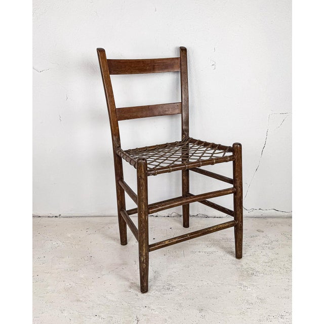 Rustic 19th Century Primitive Woven Rawhide Chairs, Set of Four For Sale - Image 3 of 17