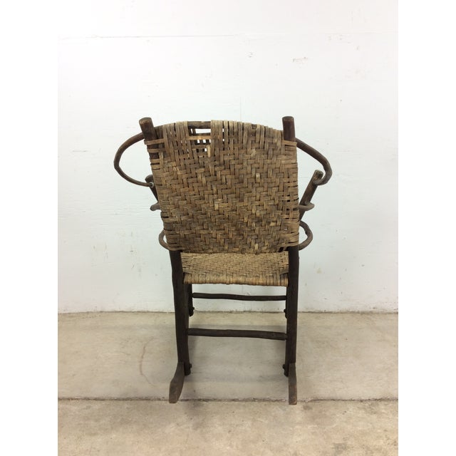 Old Hickory Adirondack Style Rocking Chair With Caned Seat and Back For Sale In Philadelphia - Image 6 of 12
