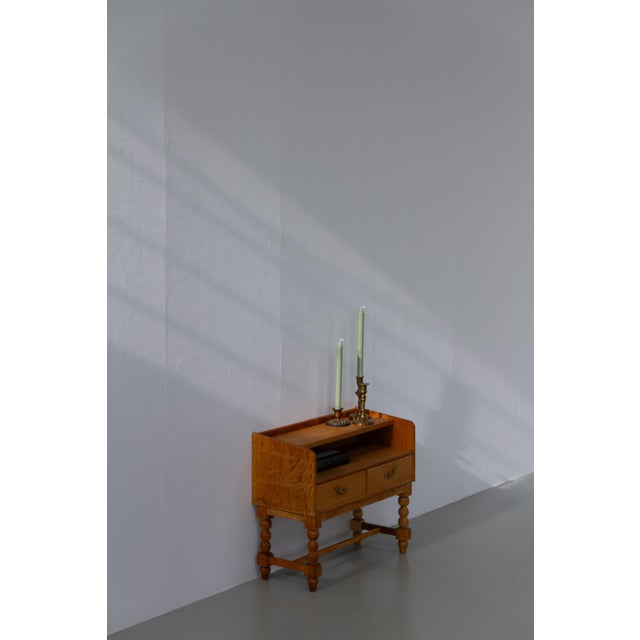 Brutalist Danish Oak Bedside Table, 1970s For Sale - Image 15 of 18