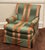 Green & Coral Striped Upholstered Club Chair, Palm Beach Style For Sale - Image 9 of 12