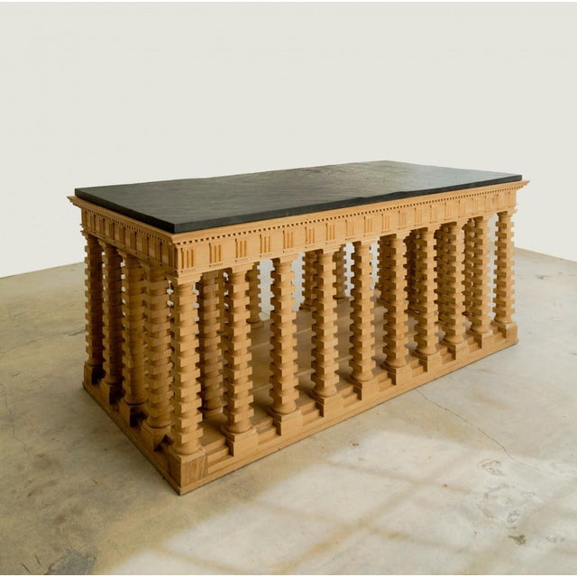 Wood Modern Directoire Oak Colonnade Center Table For Sale - Image 7 of 7