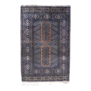 1950s, Handmade Vintage Uzbek Bukhara Rug 2' X 3.1'