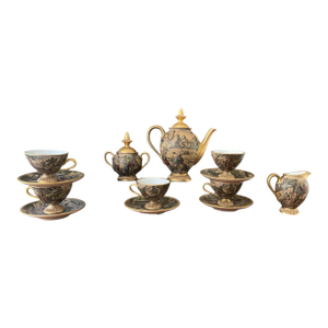 1990s Ceramiche Florentine Decoro Giotto Italian Hunting Scene Tea Set - 15 Pieces