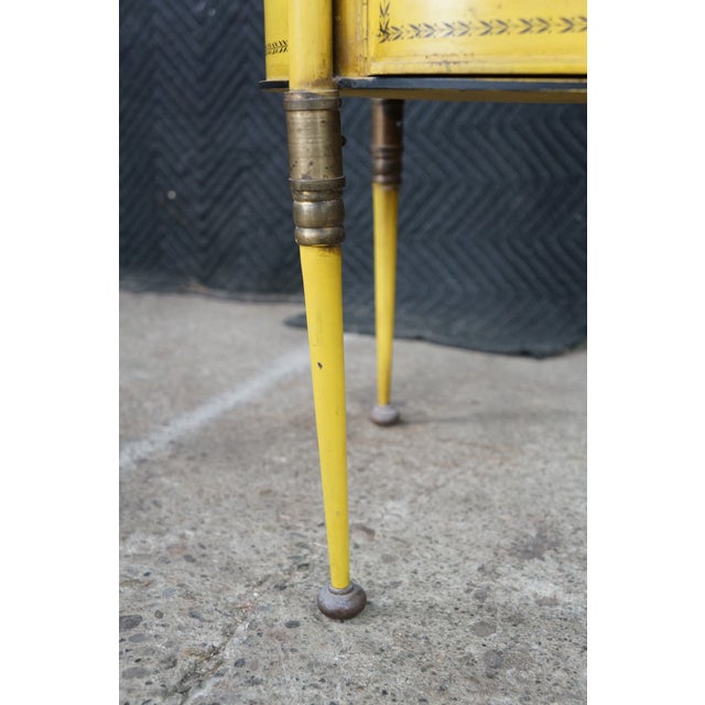 Metal 19th C French Yellow Toleware Tiered Tray Table Stand Chinoiserie Pastoral Scene For Sale - Image 7 of 18