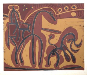 1980s "Picador et Taureau" (4) Linocuts After Pablo Picasso