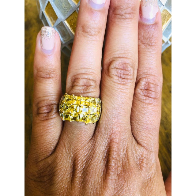 2020s Yellow Sapphire White Gold Statement Ring, Size 7 For Sale - Image 5 of 6