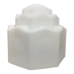 1930s Art Deco Stepped Skyscraper Milk Glass Shade