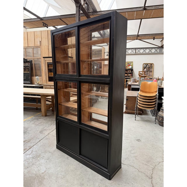 Black Double-Sided Display Case with a Weathered Finish For Sale - Image 8 of 13