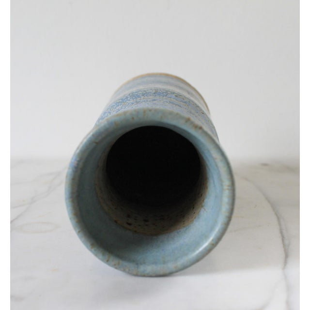 Mid 20th Century Vintage Blue Studio Art Pottery Vase For Sale - Image 5 of 6
