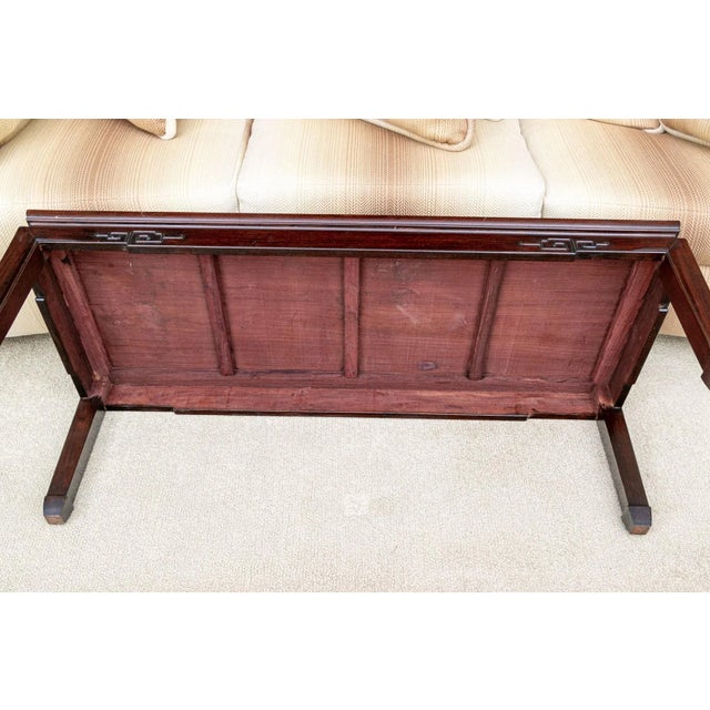 Asian 20th Century Ming Rectangular Elmwood Low Coffee Table For Sale - Image 3 of 10